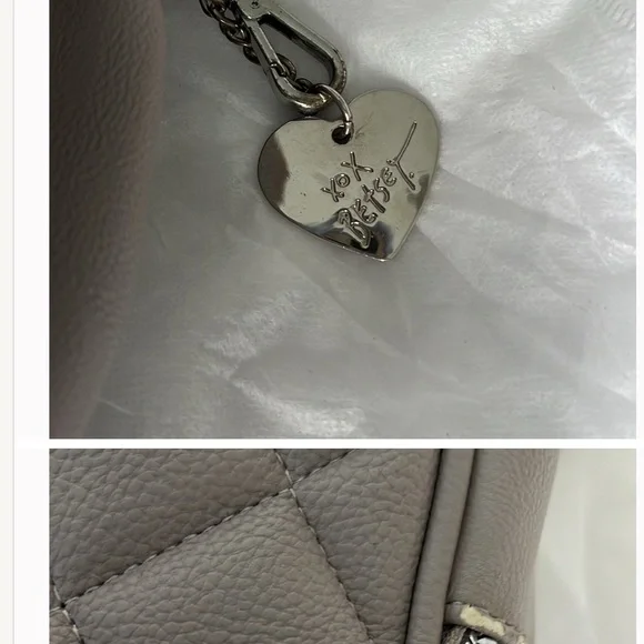 Betsey Johnson Quilted Gray Mini Backpack with Bow - Picture 2 of 5